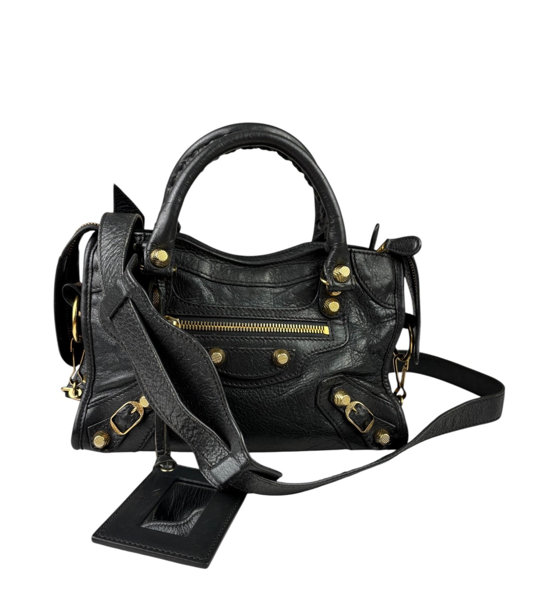 Balenciaga Grey Lambskin Motocross City Two-Way Bag