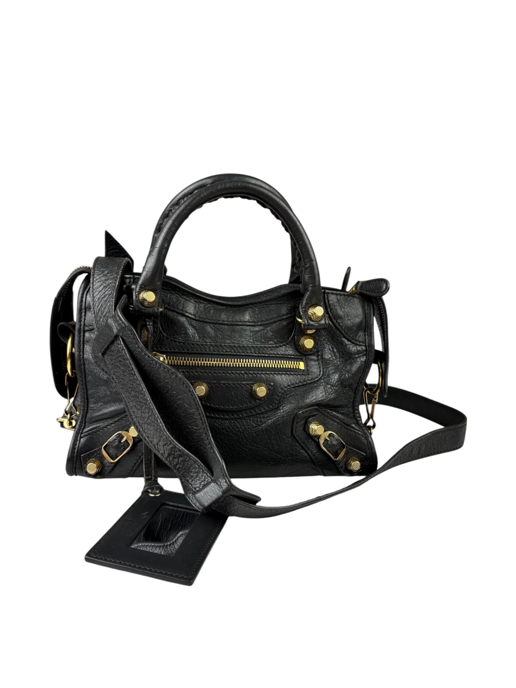 Balenciaga Grey Lambskin Motocross City Two-Way Bag
