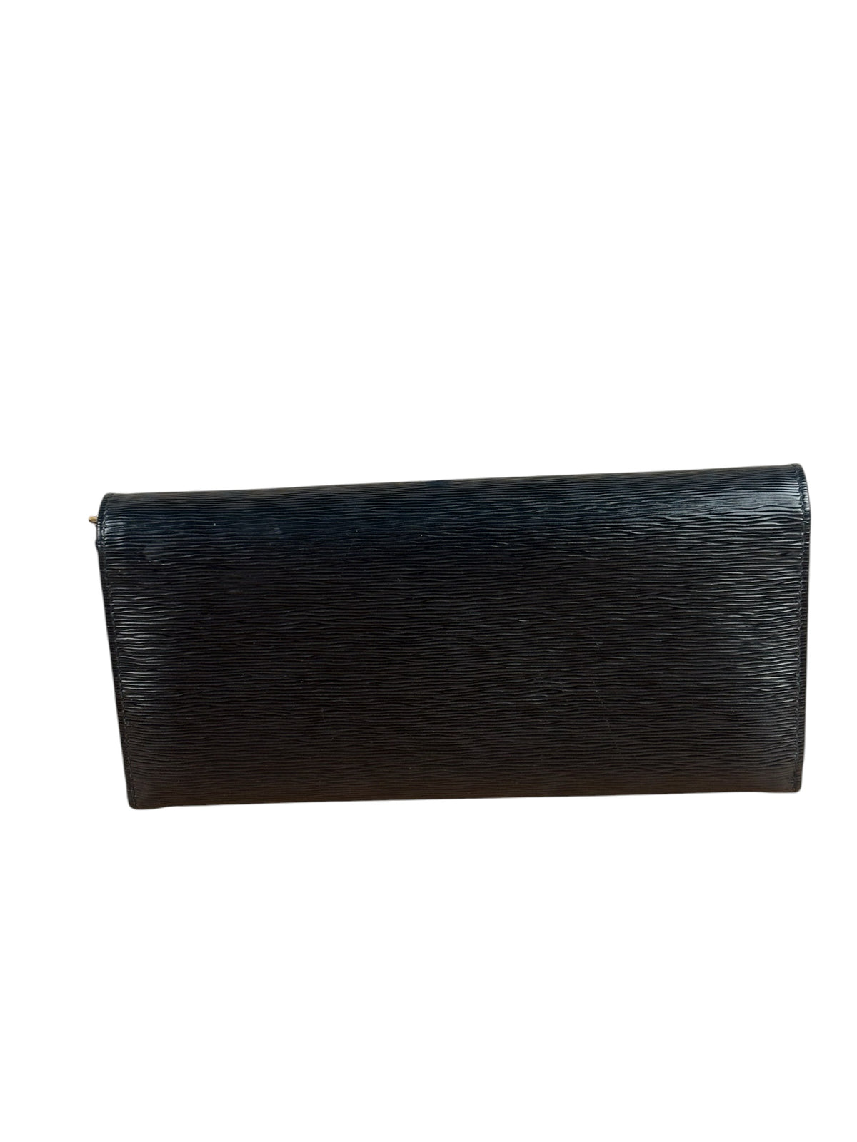 Prada Black Leather Flap Wallet On Chain