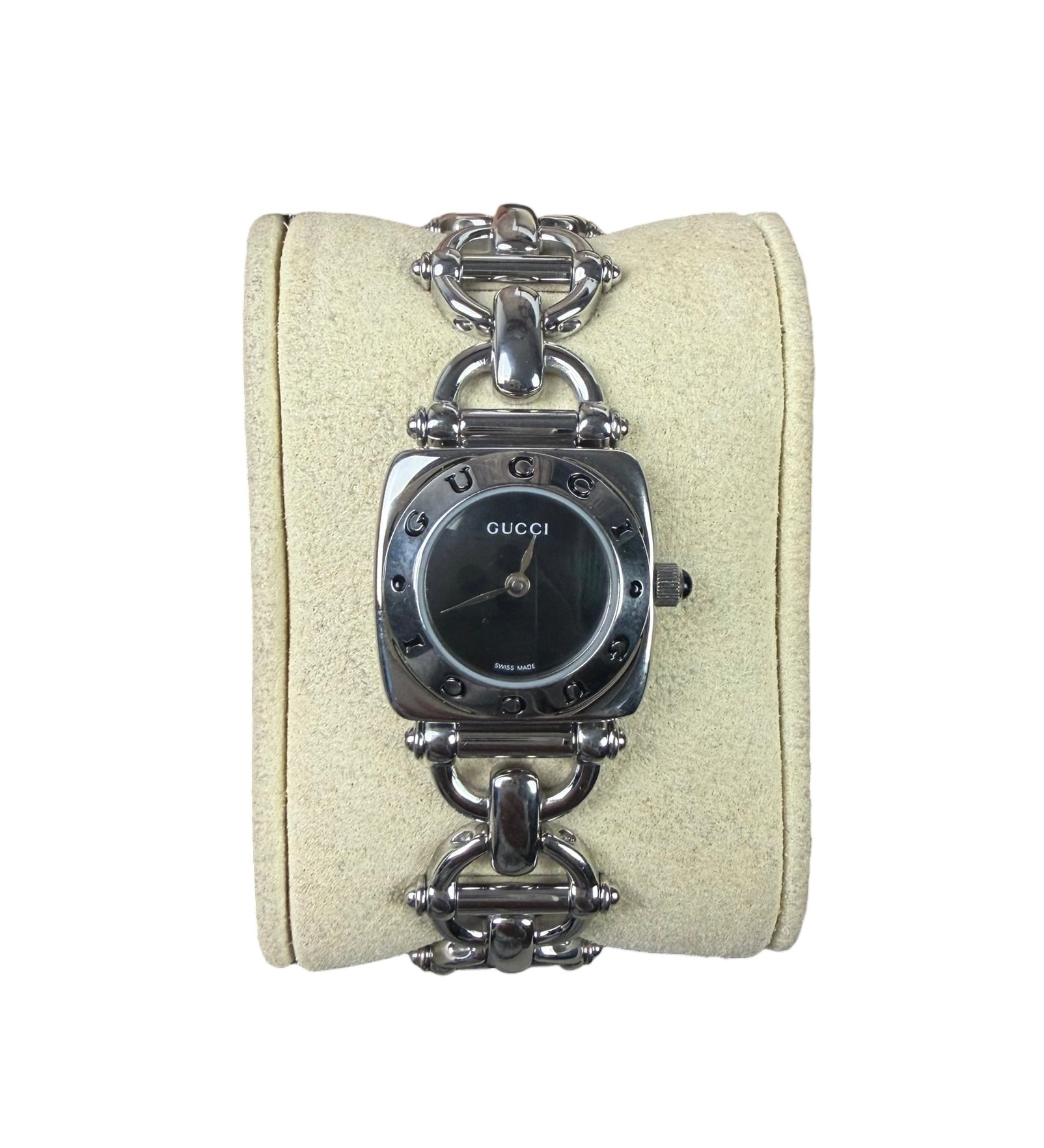 Gucci 6100L Black Dial Horse Bit Link Watch