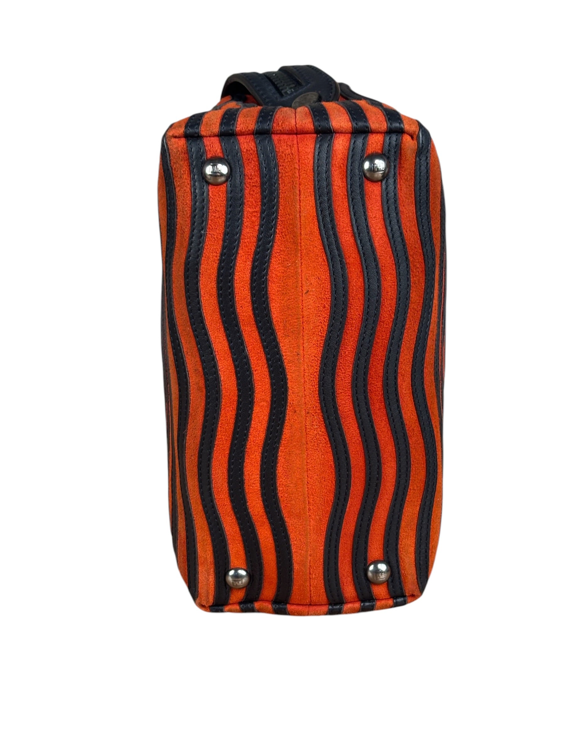 Fendi DotCom Click Striped Hypnotic Suede 2 Way