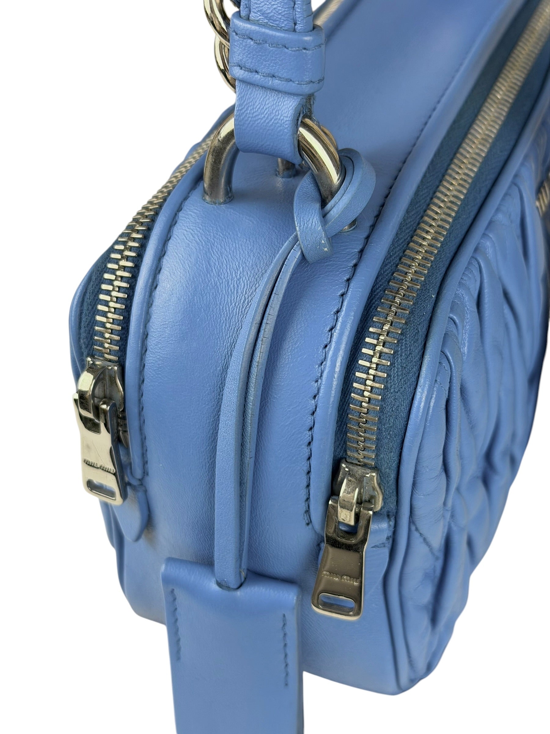 Miu Miu Blue Leather Chain Camera 2Way Shoulder Bag
