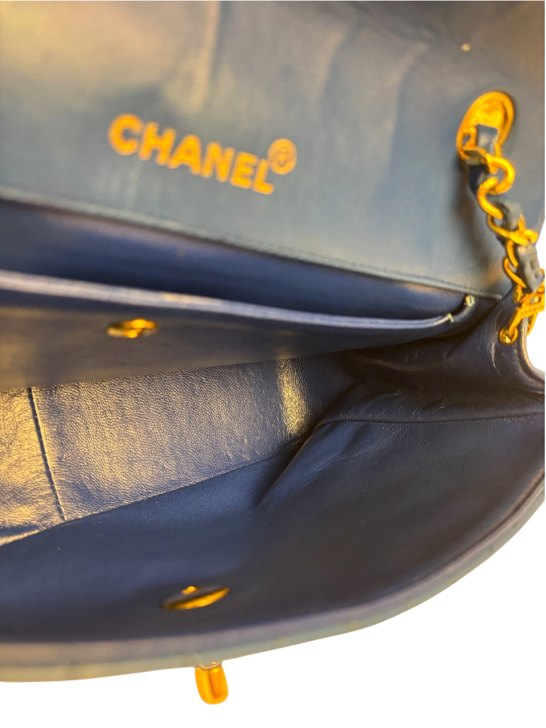 Chanel Vintage Blue Lambskin Flap Bag 1989