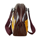 Prada Vintage Yellow/Burgundy Patent Leather Bowler Shoulder Bag