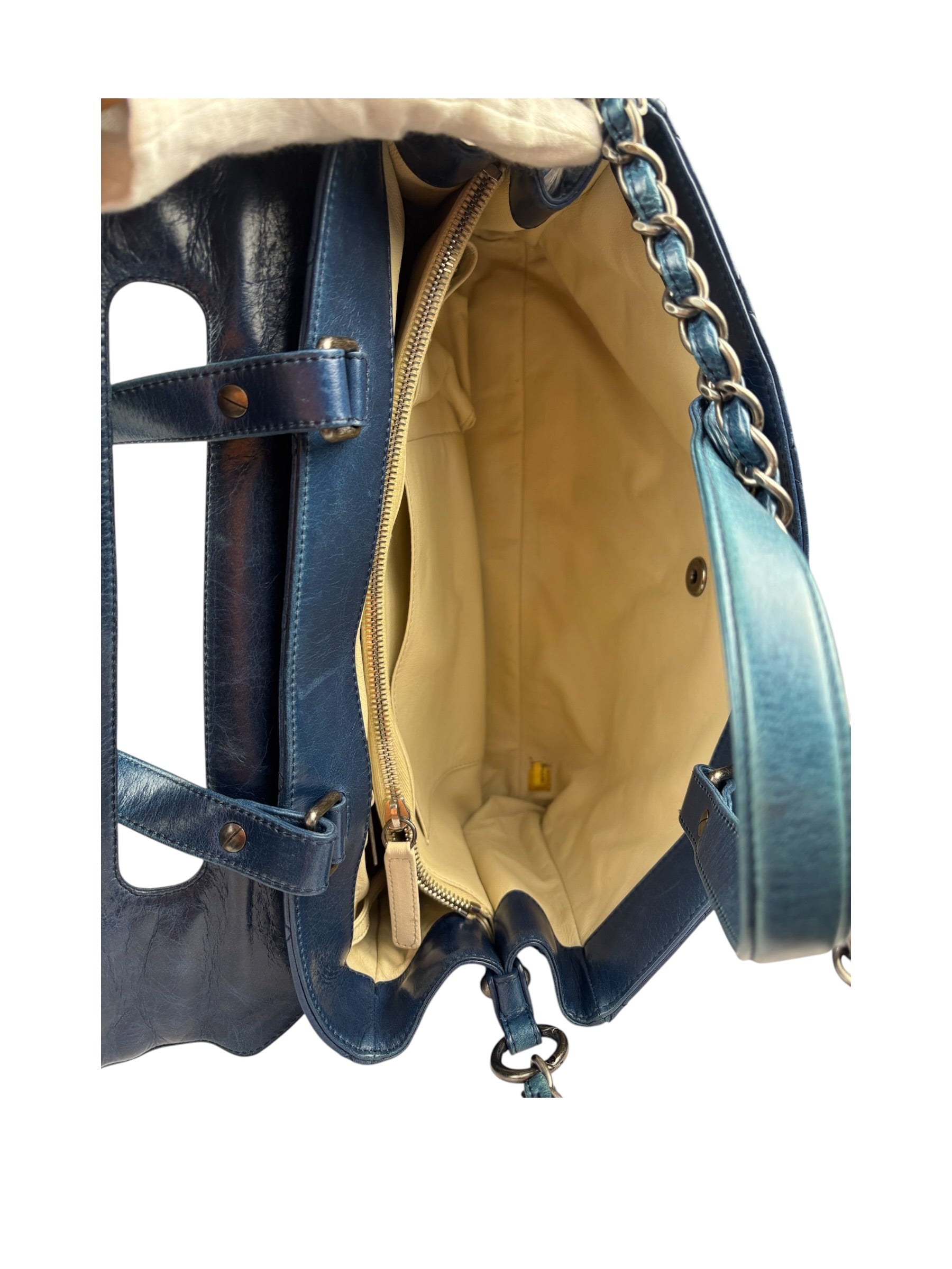 Chanel Blue Quilted Calfskin Large Convertible Boy Two-Way Bag 2012