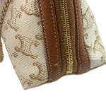 Celine Beige/Brown Leather Triomphe Chain Clutch