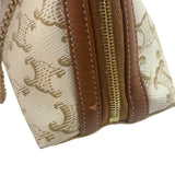 Celine Beige/Brown Leather Triomphe Chain Clutch