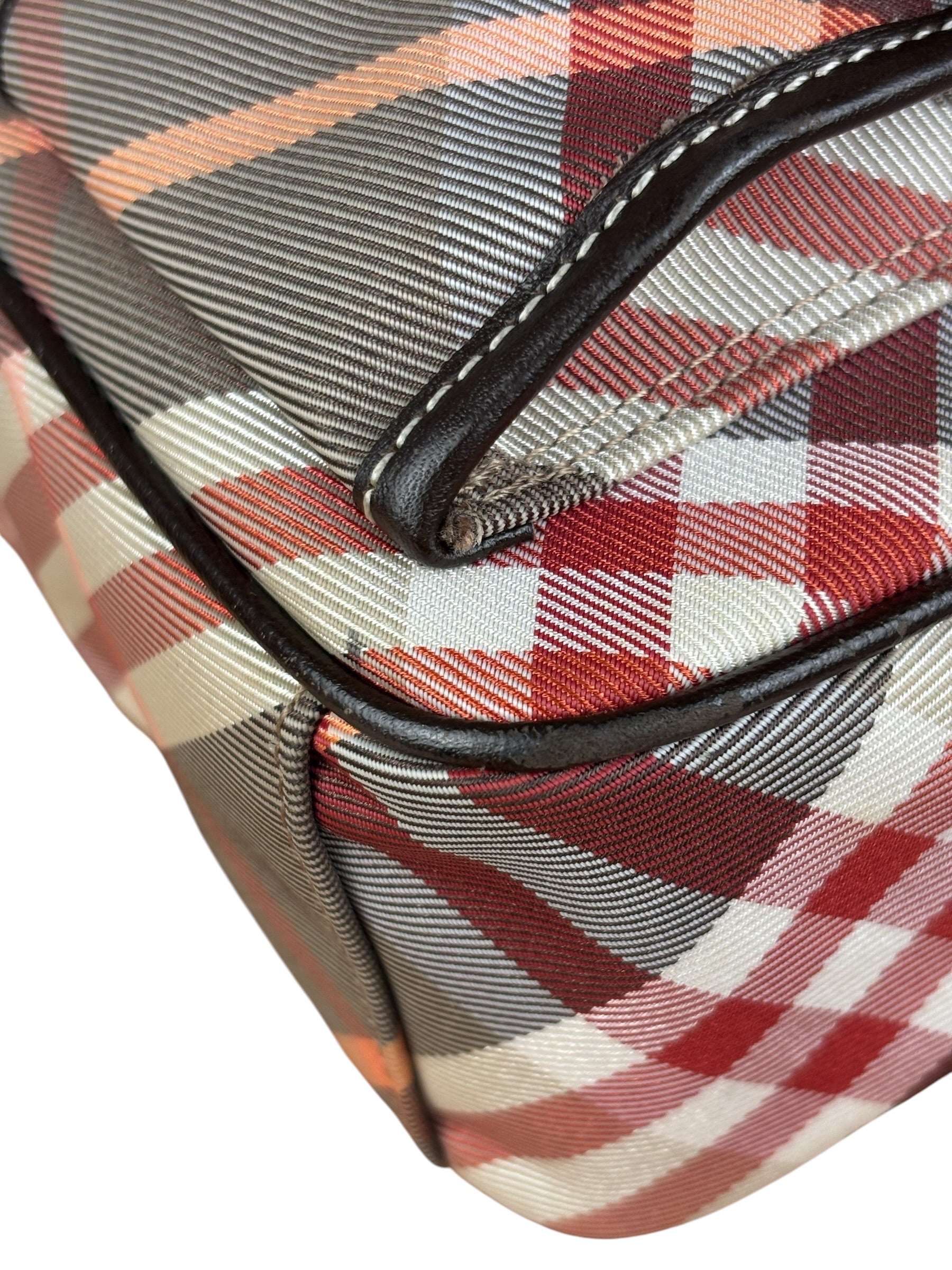 Burberry Nylon Leather Trim Nova Check Crossbody Bag