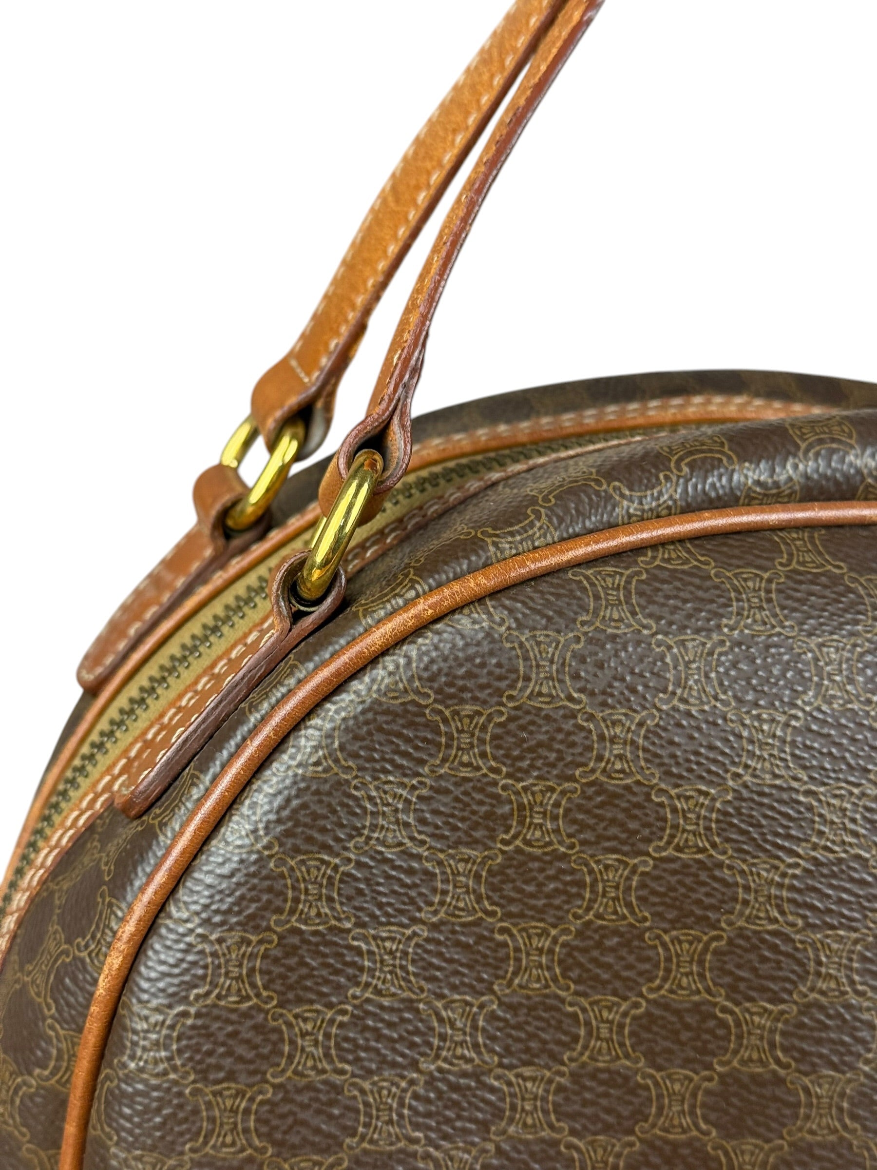 Celine Vintage Leather Macadam Dome Hand Bag