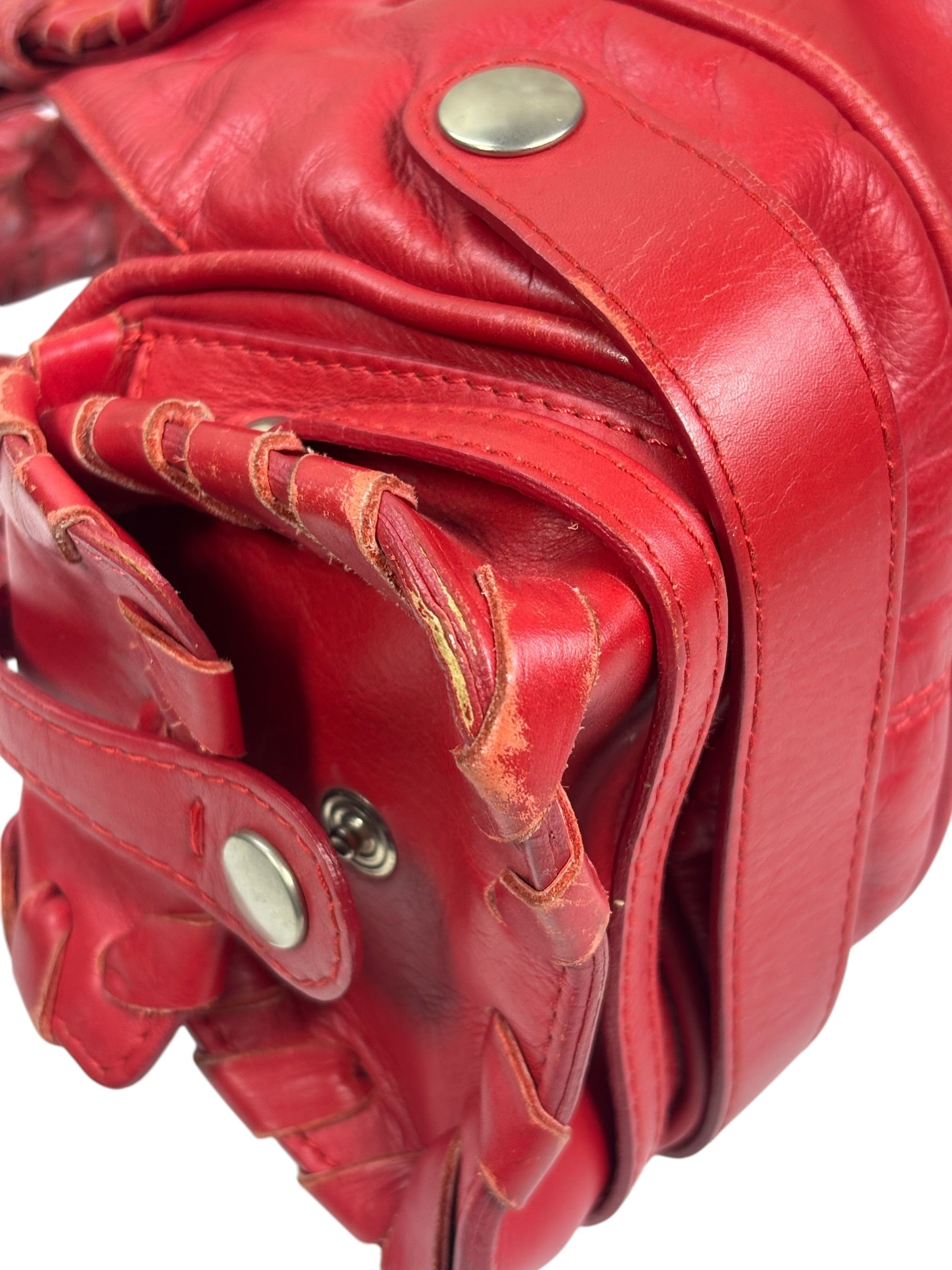 Chloe Red Leather Silverado Shoulder Bag