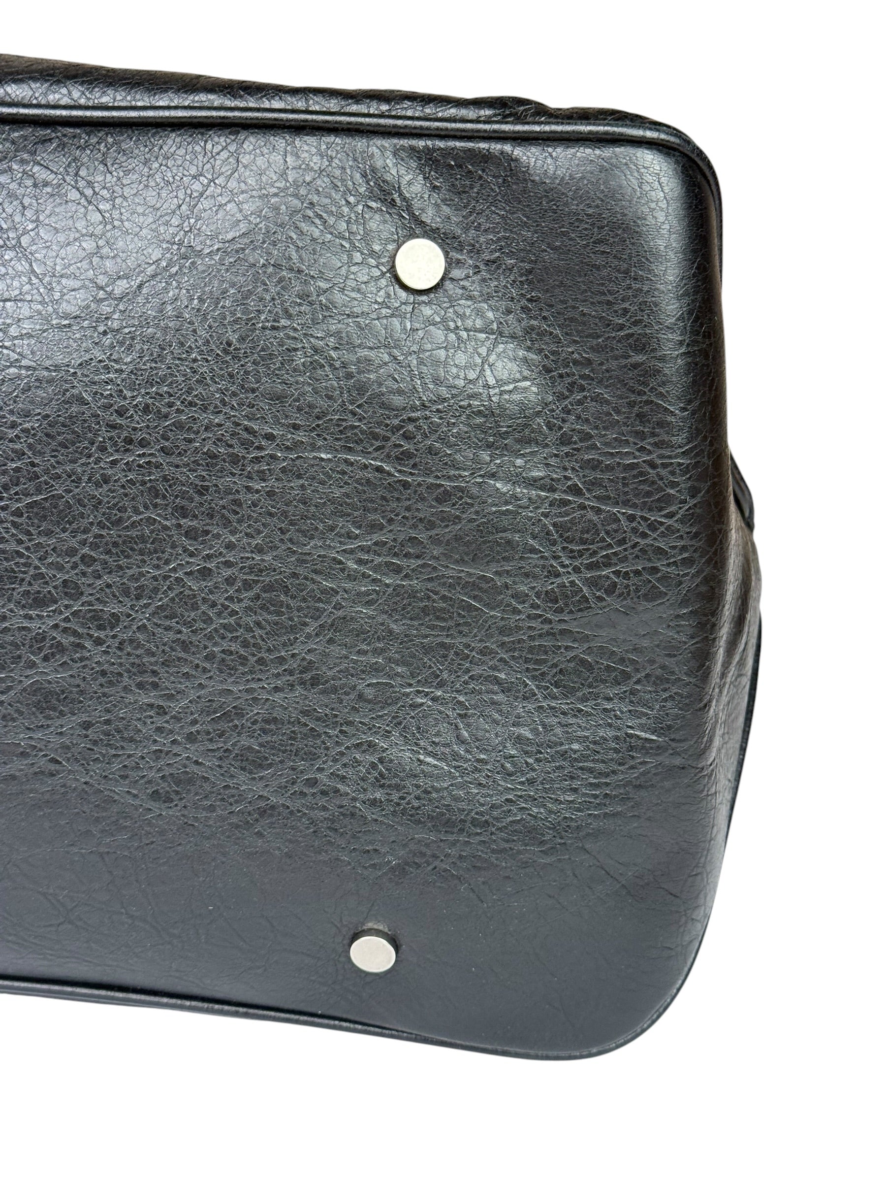 Balenciaga Black Leather Moto Bridge Zip Overnight Tote