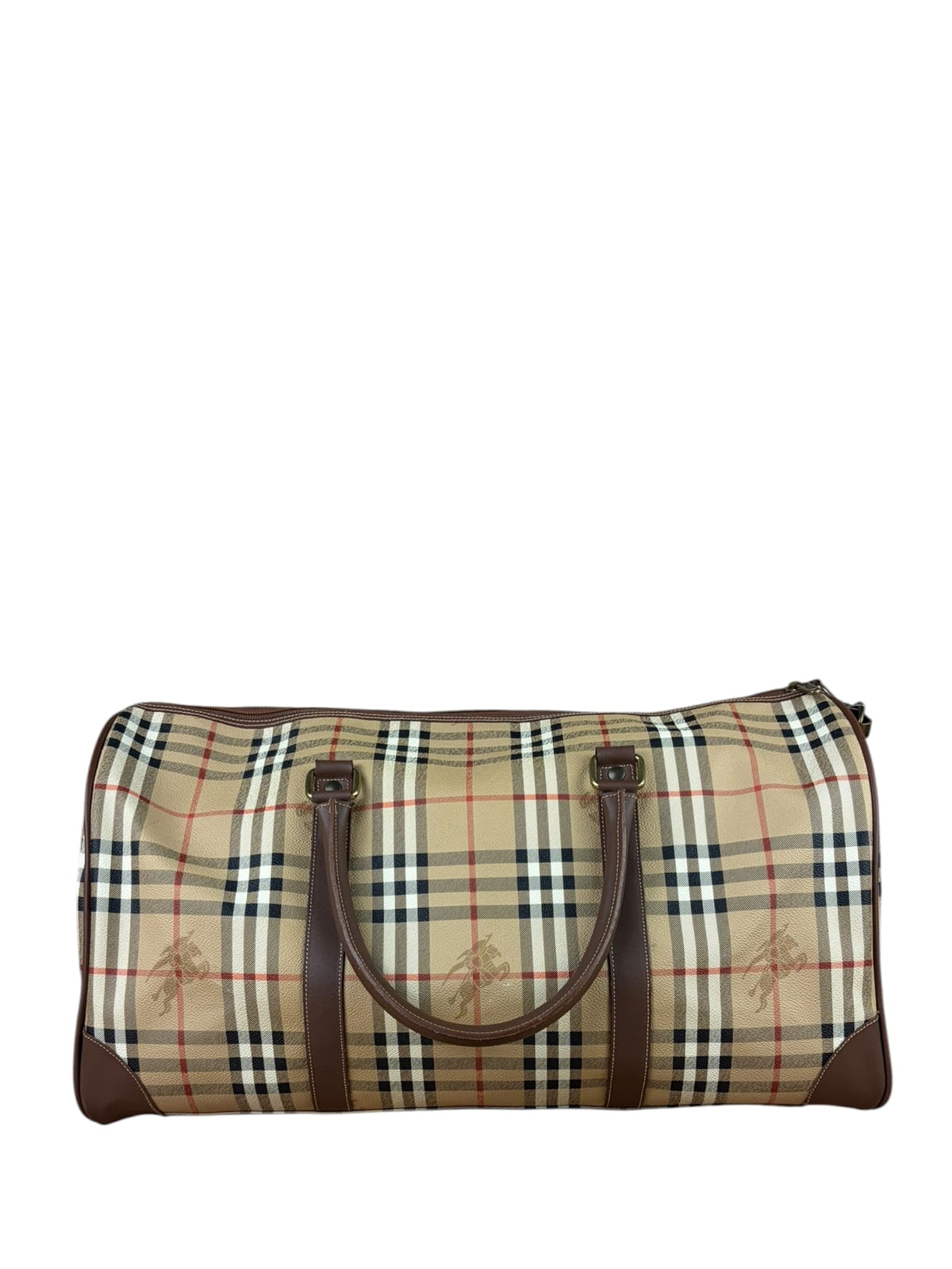 Burberry Beige/Brown Leather Haymarket House Check Boston Two-Way Bag