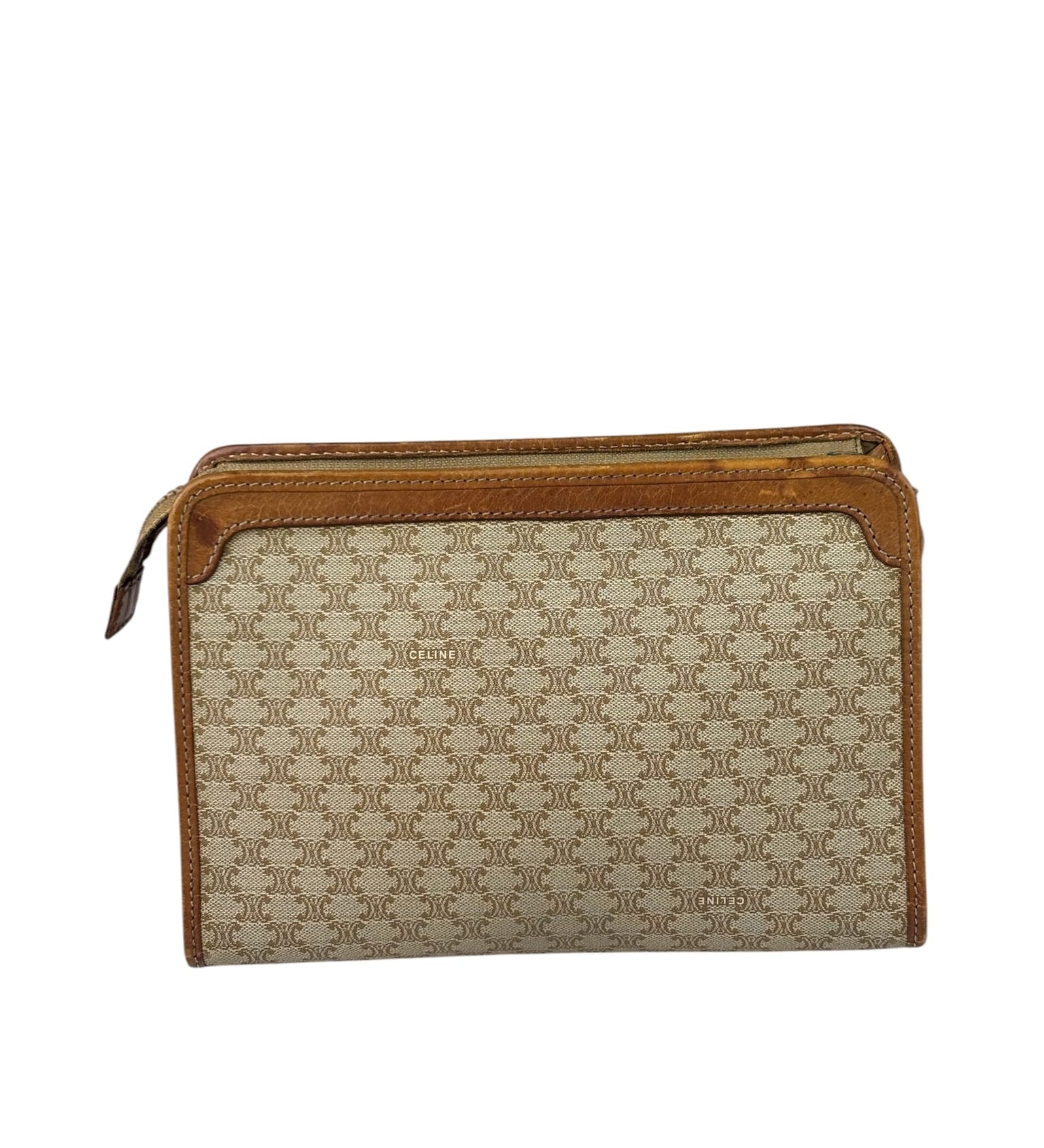 Celine Brown Leather Macadam Pouch