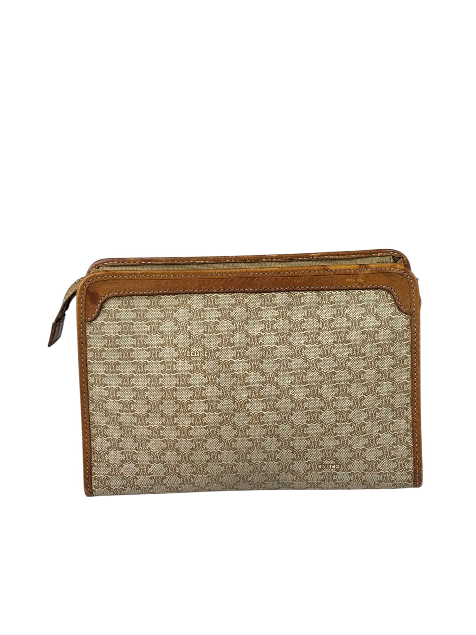 Celine Brown Leather Macadam Pouch