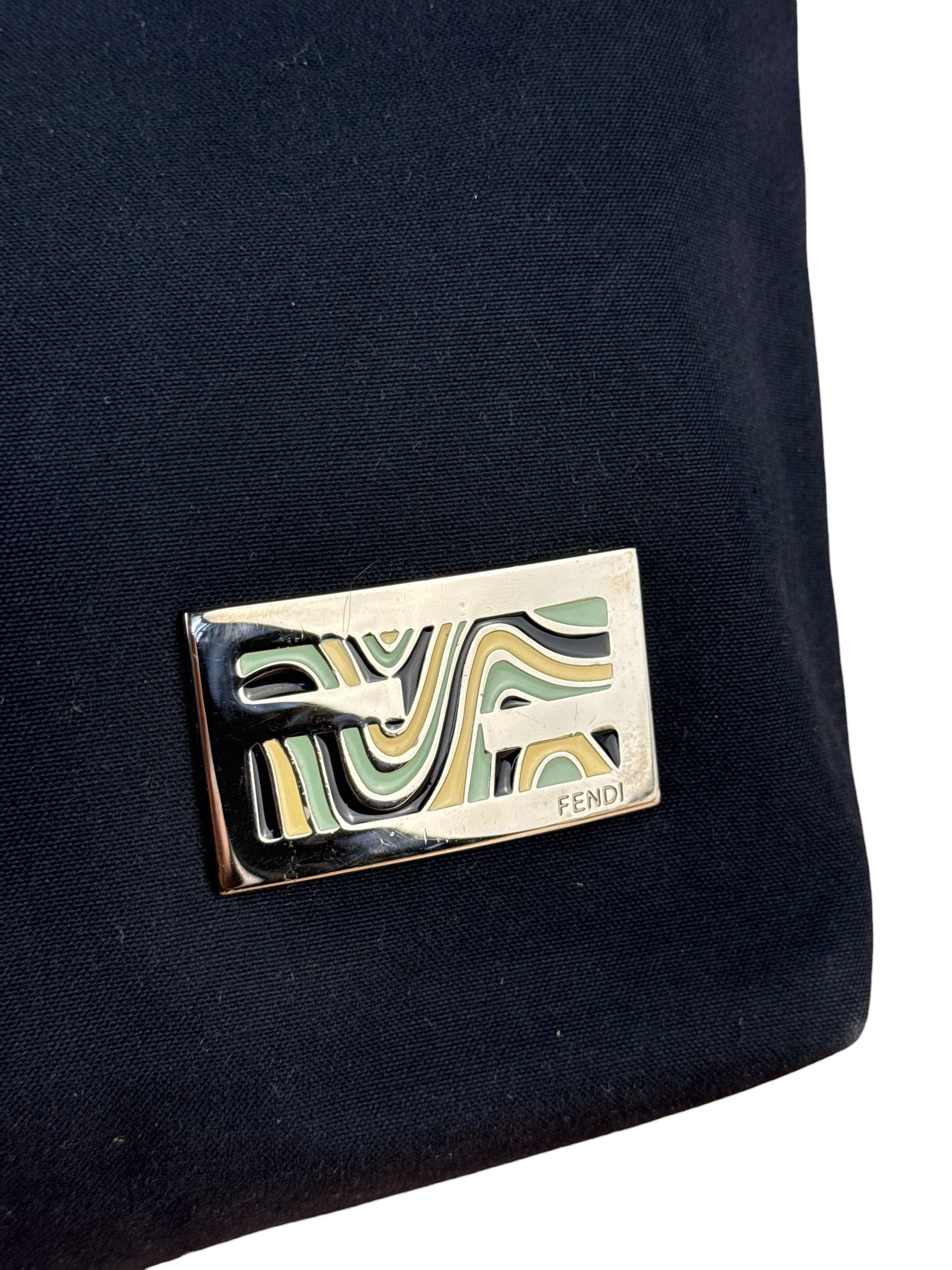 Fendi FF Wave Canvas Shoulder Tote