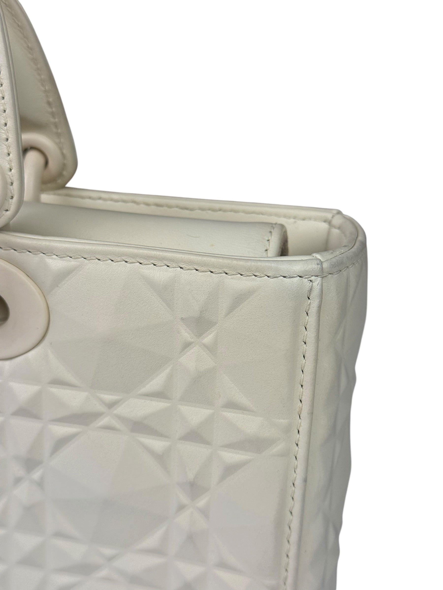 Christian Dior White Lady D-Joy Geometric 2Way Handbag