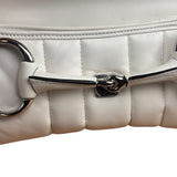 Gucci White Quilted Metelasse Leather Horsebit Chain Shoulder Bag