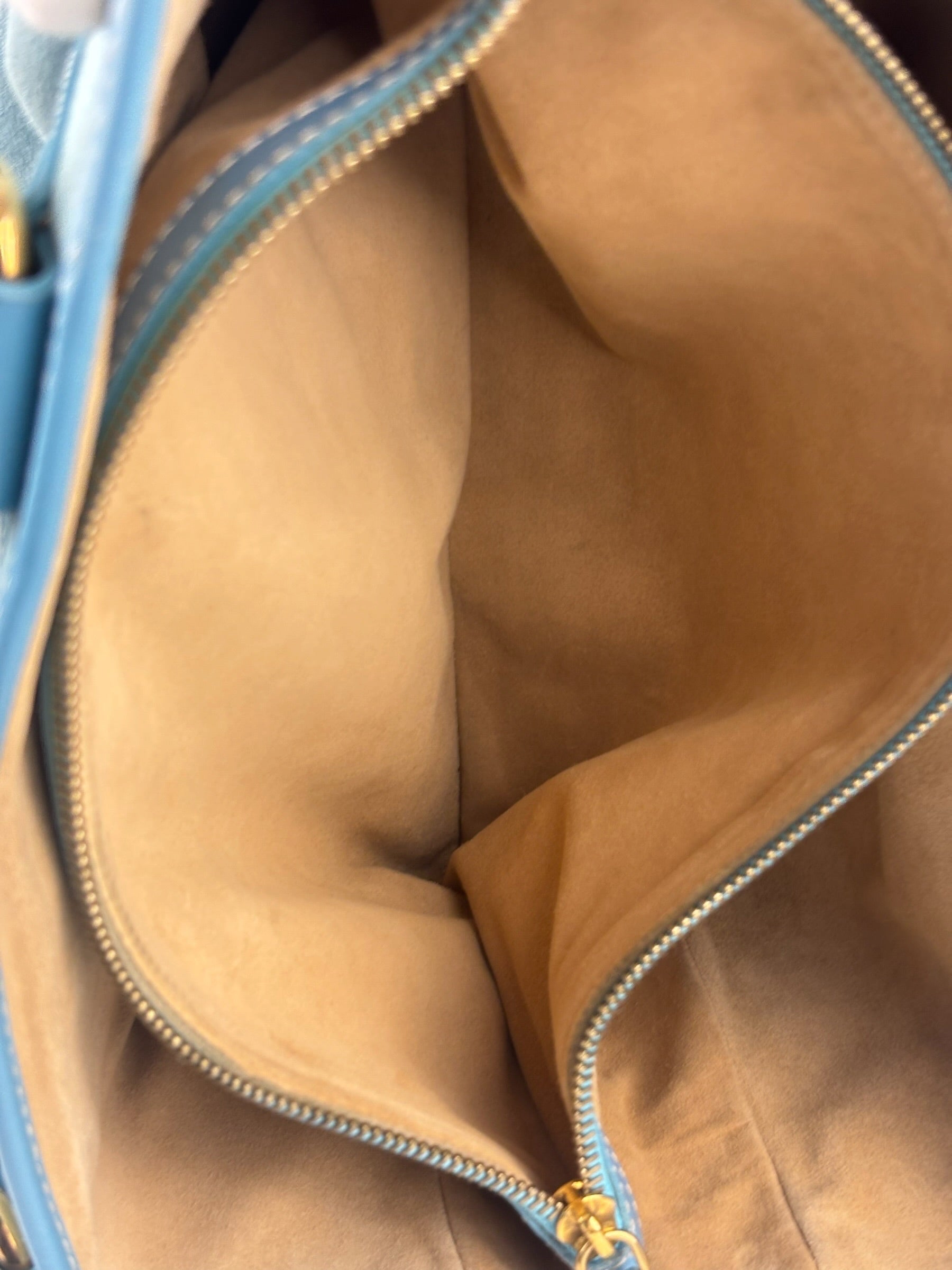 Celine Baby Blue Suede Leather Trip Boogie Handbag