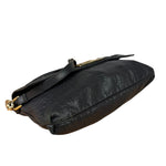 Fendi Black Pebbled Leather Mia Flap Bag