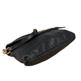 Fendi Black Pebbled Leather Mia Flap Bag