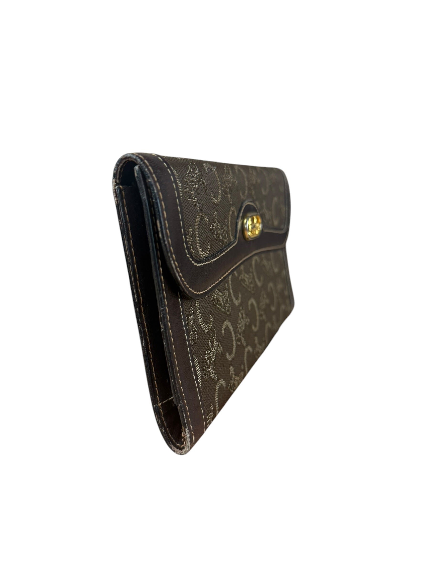 Celine Vintage Canvas Snap Trifold Wallet