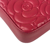 Chanel Pink Floral Embossed Leather Double Zip Chain Clutch Bag 2017
