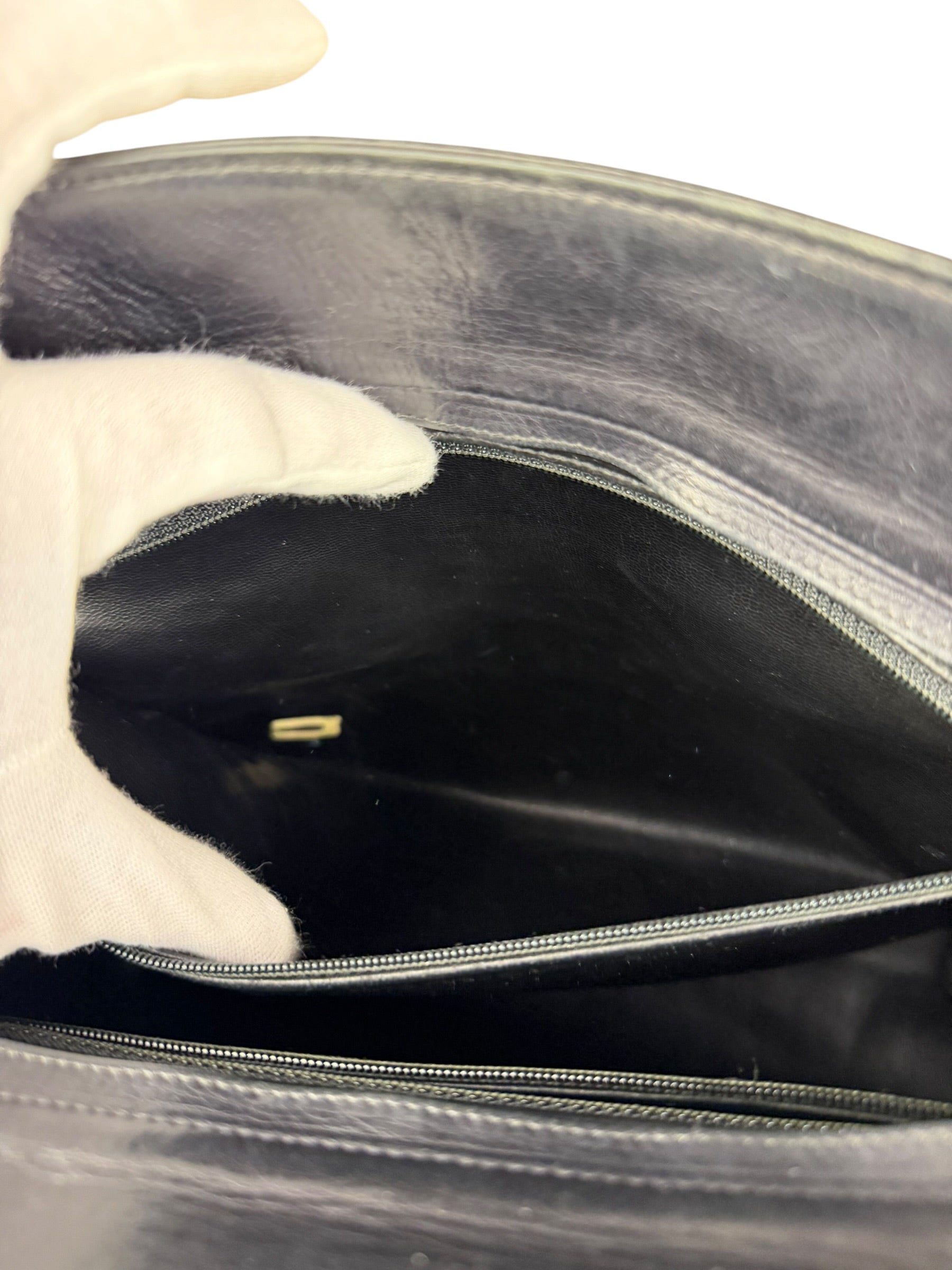 Chanel Vintage Black/White Leather CC Chain Tote '89-'91