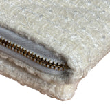 Chanel White Tweed Quilted Bow Wallet On Chain