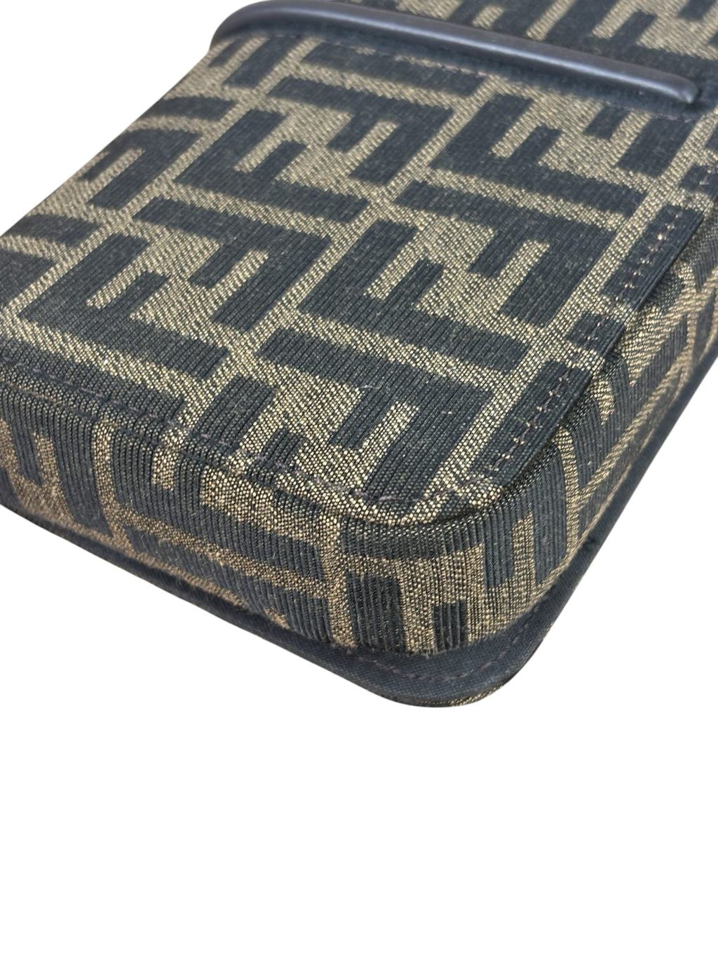 Fendi Brown Leather Trim Zucca Jacquard Fendigraphy Wallet On Chain