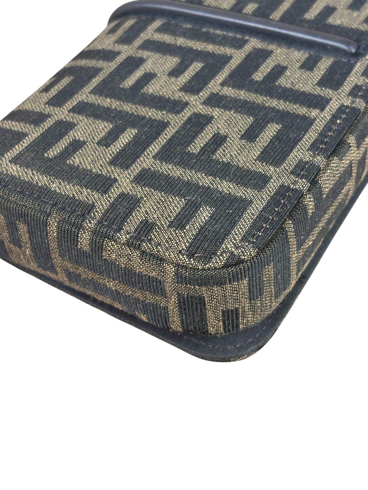 Fendi Brown Leather Trim Zucca Jacquard Fendigraphy Wallet On Chain