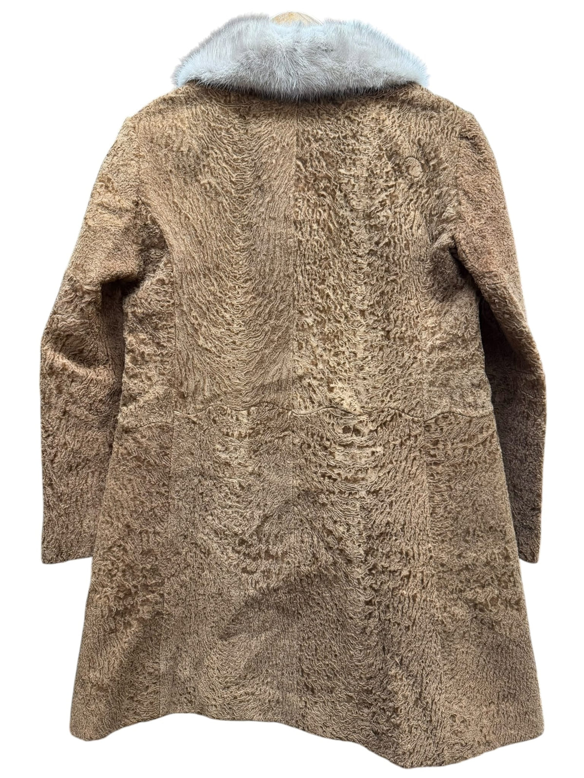 Vintage Glycine Brown Persian Lamb Mink Fur Trim Mid-Length Coat