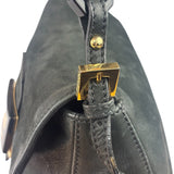Fendi Shiny Black Suede Small Baguette