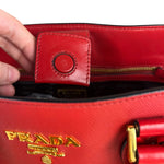 Prada Red Saffiano Leather 2Way Tote