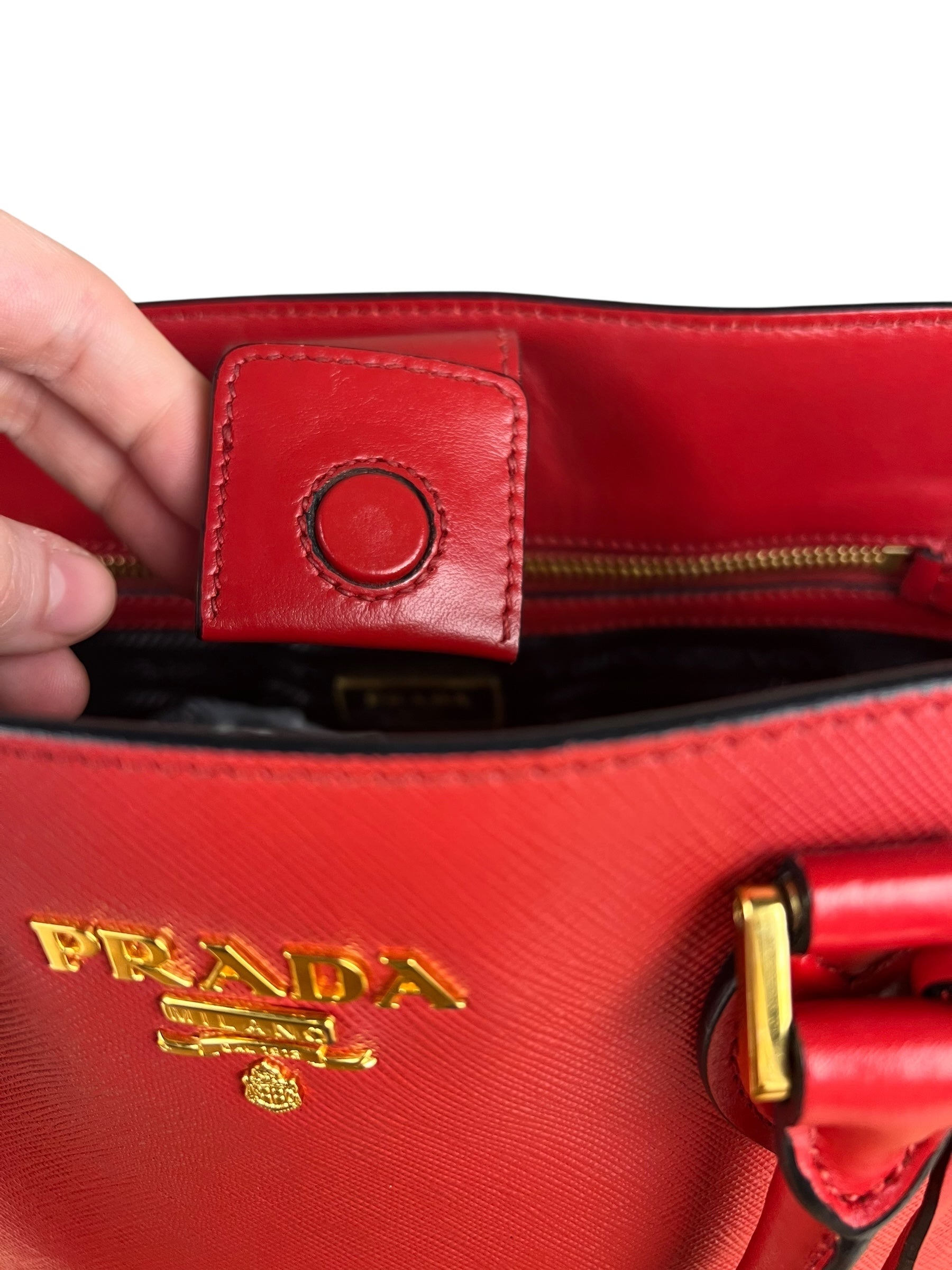 Prada Red Saffiano Leather 2Way Tote