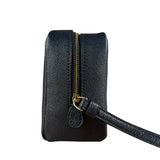 Coach Cosmetic Pouch Navy Blue Pebbled Leather