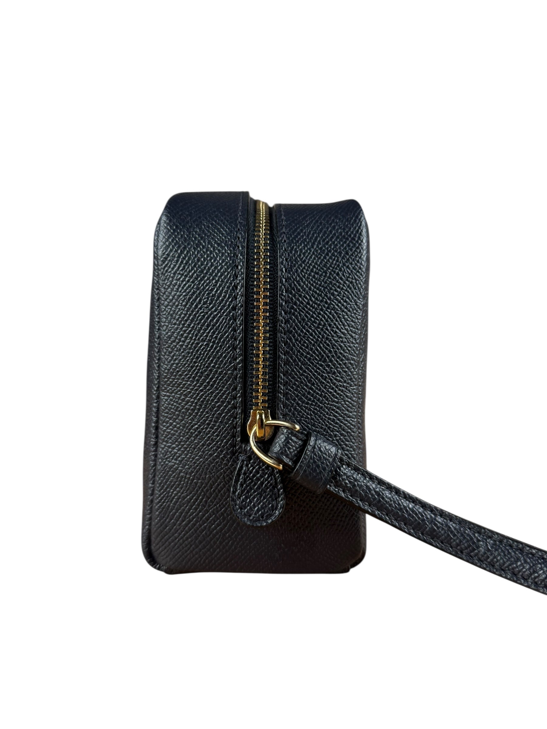 Coach Cosmetic Pouch Navy Blue Pebbled Leather