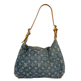 Louis Vuitton Vintage Denim Leather Trim Monogram Baggy Hobo Bag PM