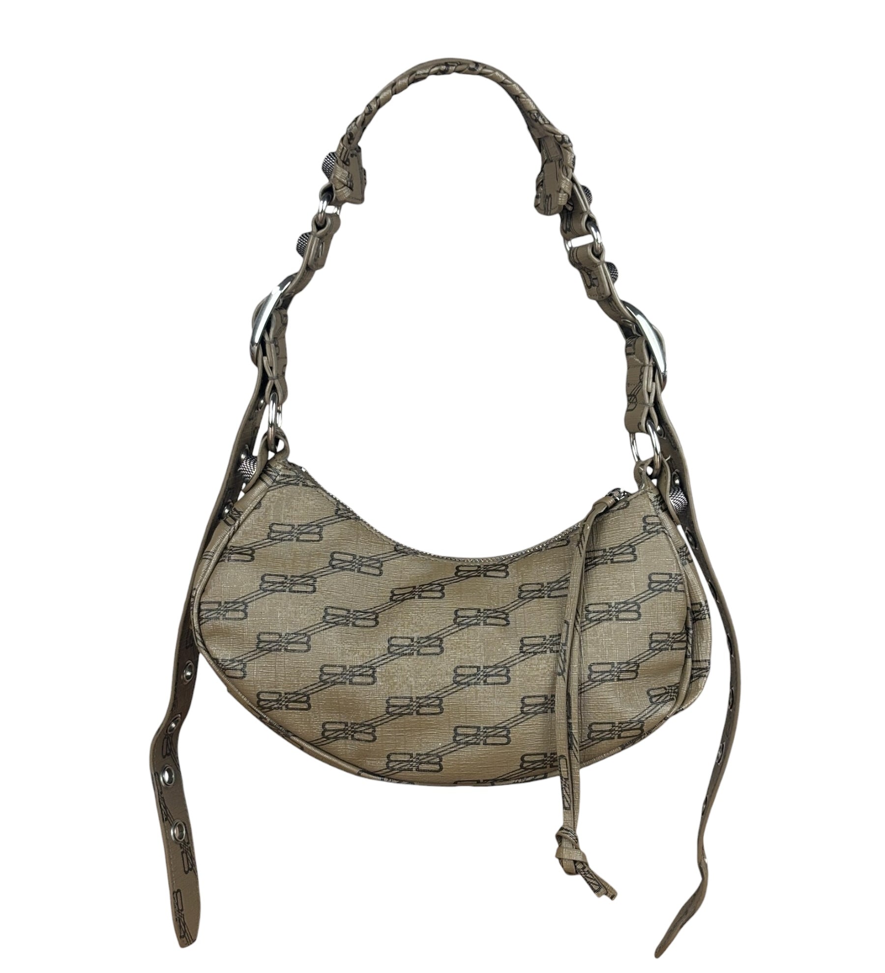 Balenciaga BB Brown Coated Canvas Monogram Le Cagole Shoulder Bag