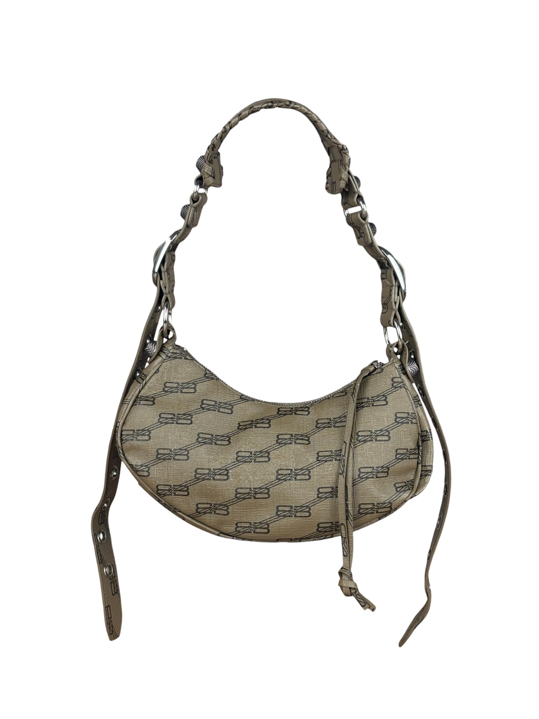 Balenciaga BB Brown Coated Canvas Monogram Le Cagole Shoulder Bag