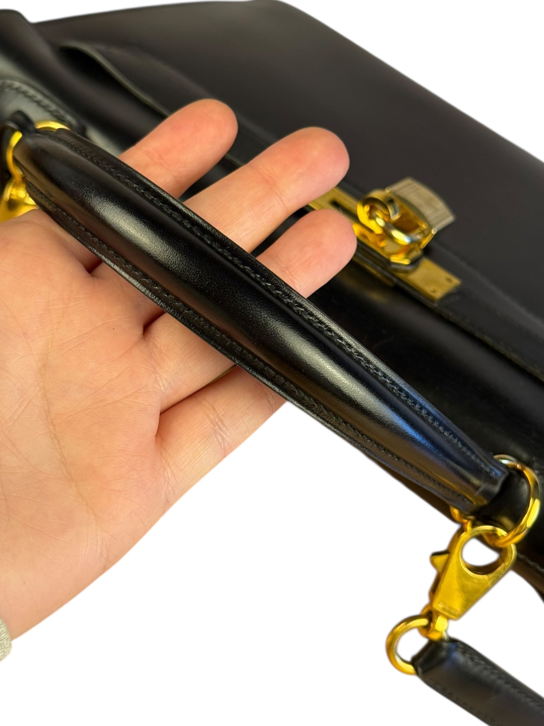 Hermes Kelly 32 Black Box Leather 1991