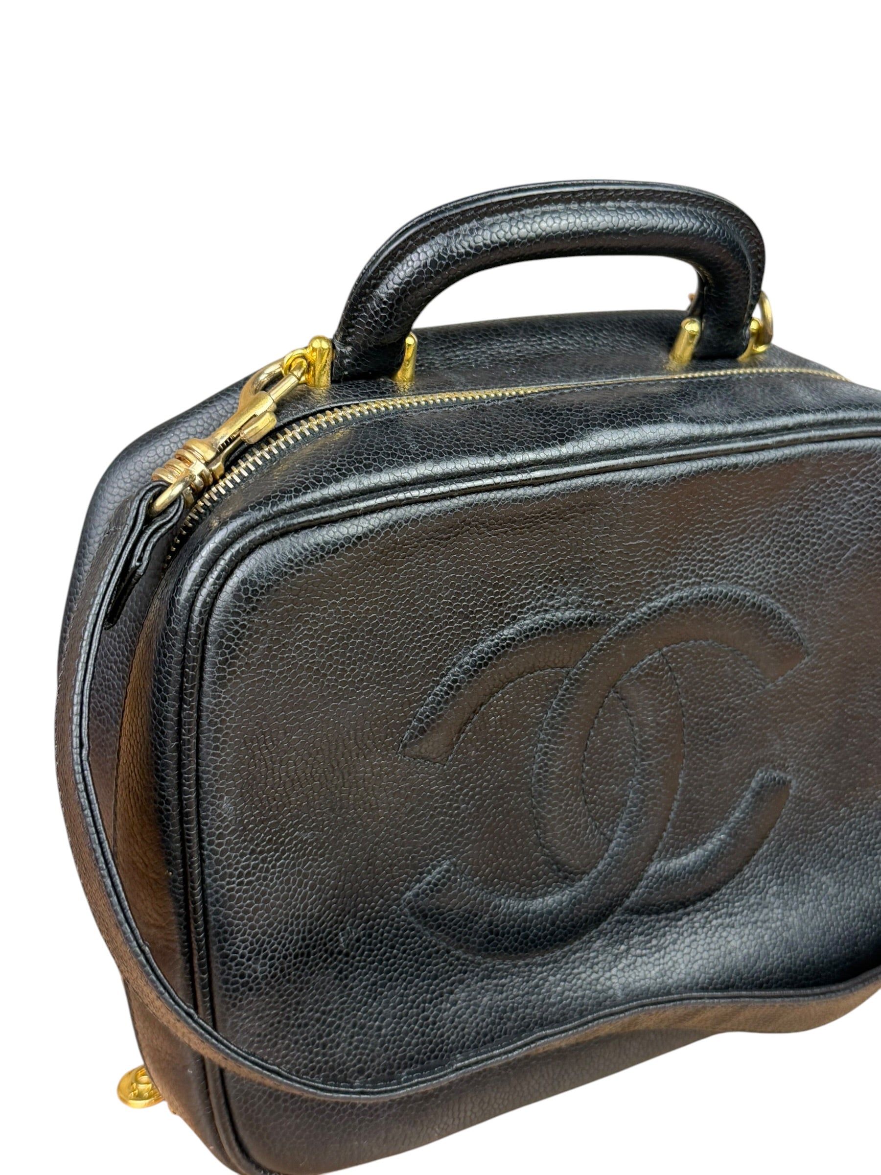 Chanel Black Caviar Leather Vanity 2Way Handbag '96-'97
