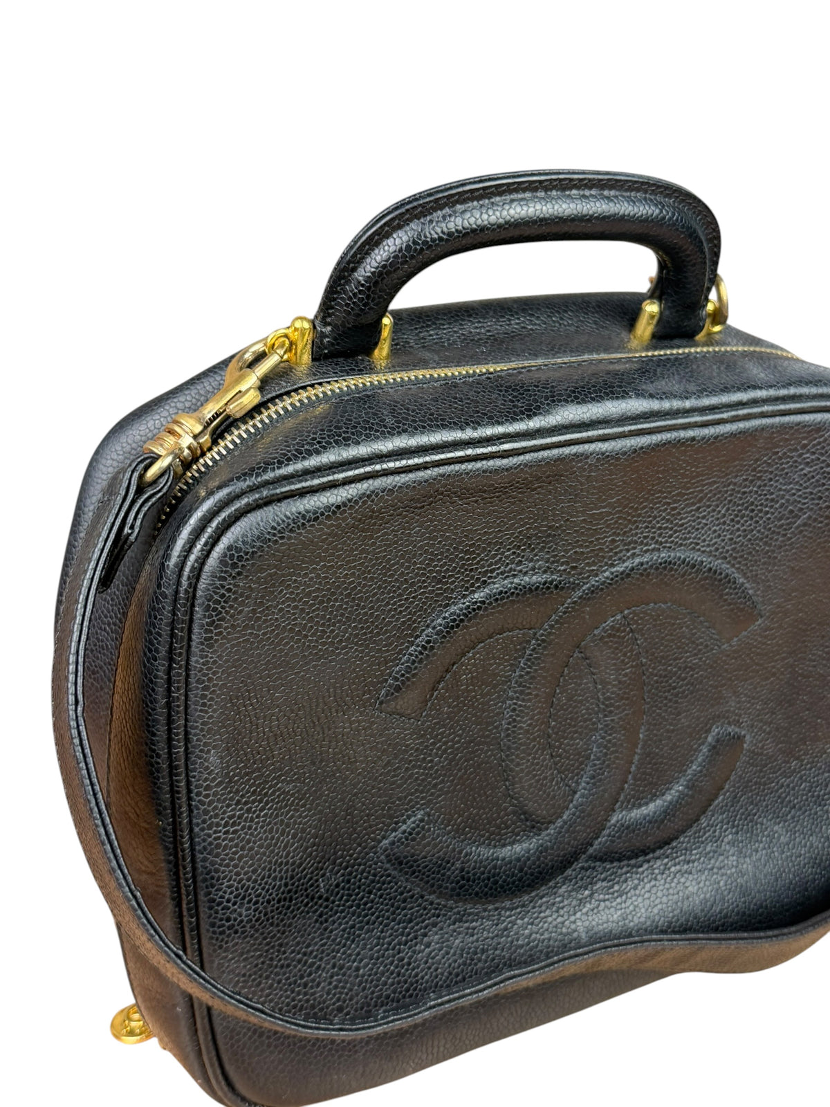 Chanel Black Caviar Leather Vanity 2Way Handbag '96-'97