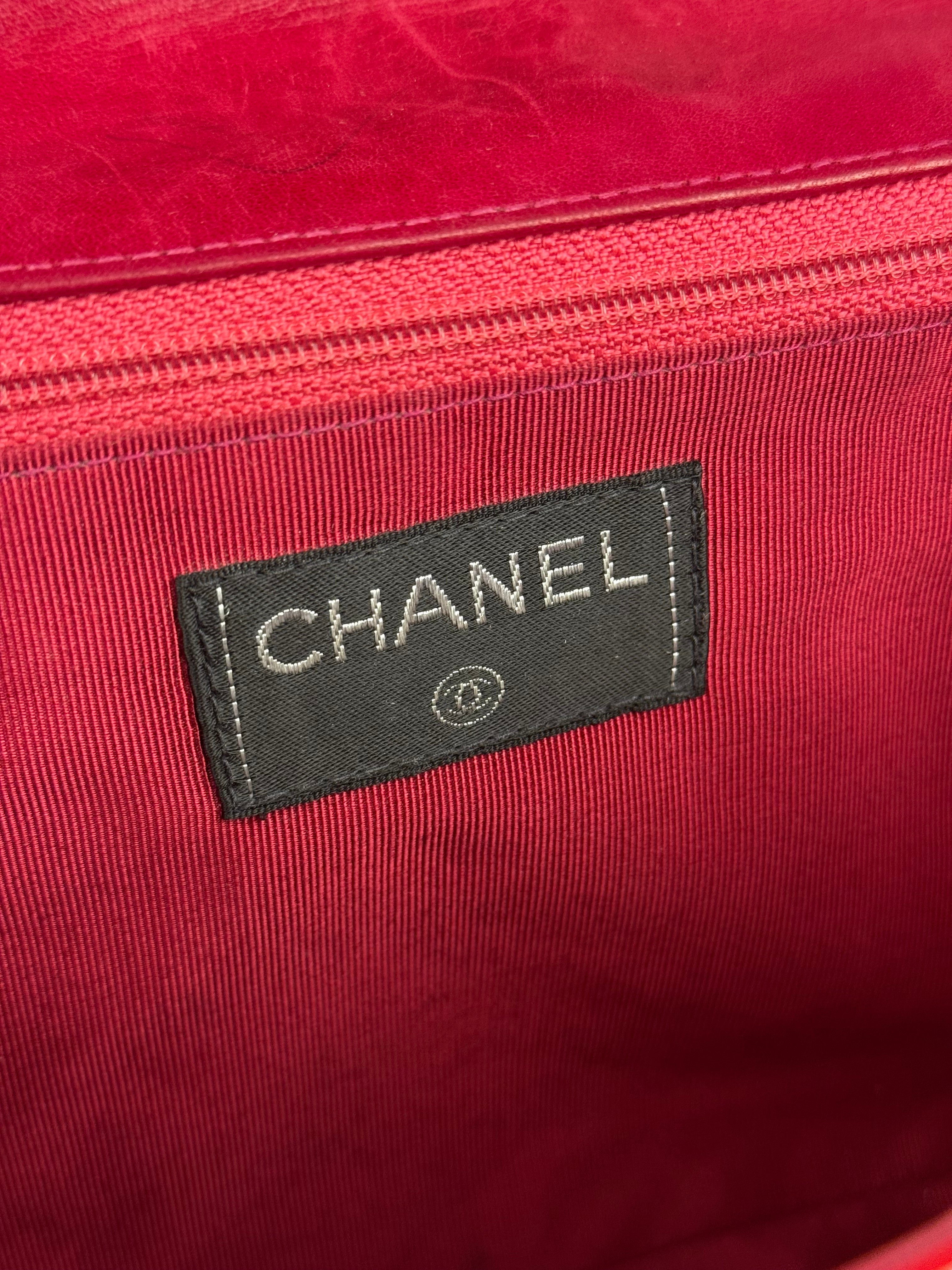 Chanel Red Patent Chocolate Bar Chain Flap Bag 2000