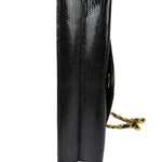 Chanel Black Lizard Leather Envelope Flap Bag 1986
