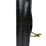 Chanel Black Lizard Leather Envelope Flap Bag 1986