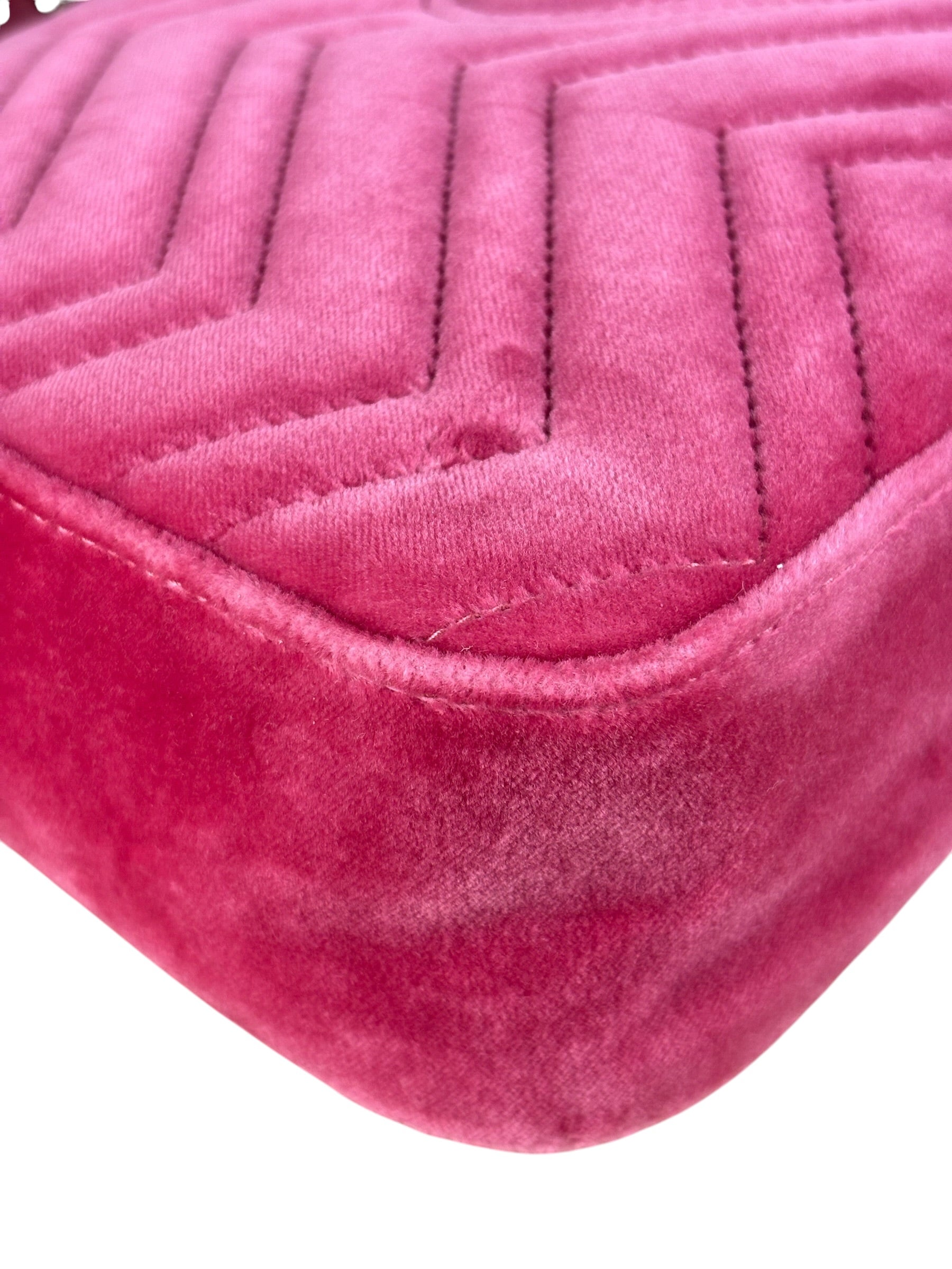 Gucci Pink GG Velvet Marmont "Blind for Love" Flap Bag