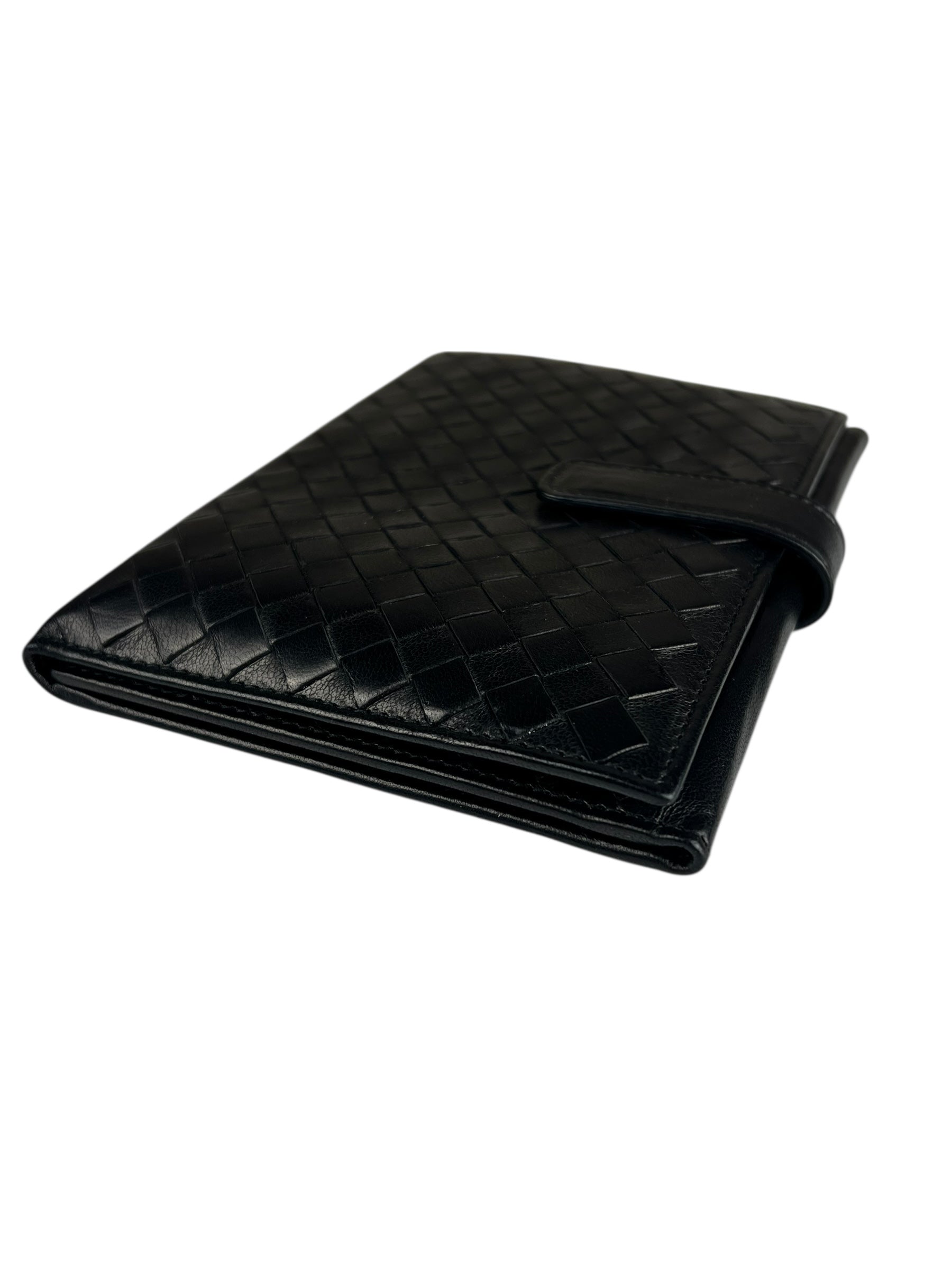 Bottega Veneta Intercciato Black Passport Holder