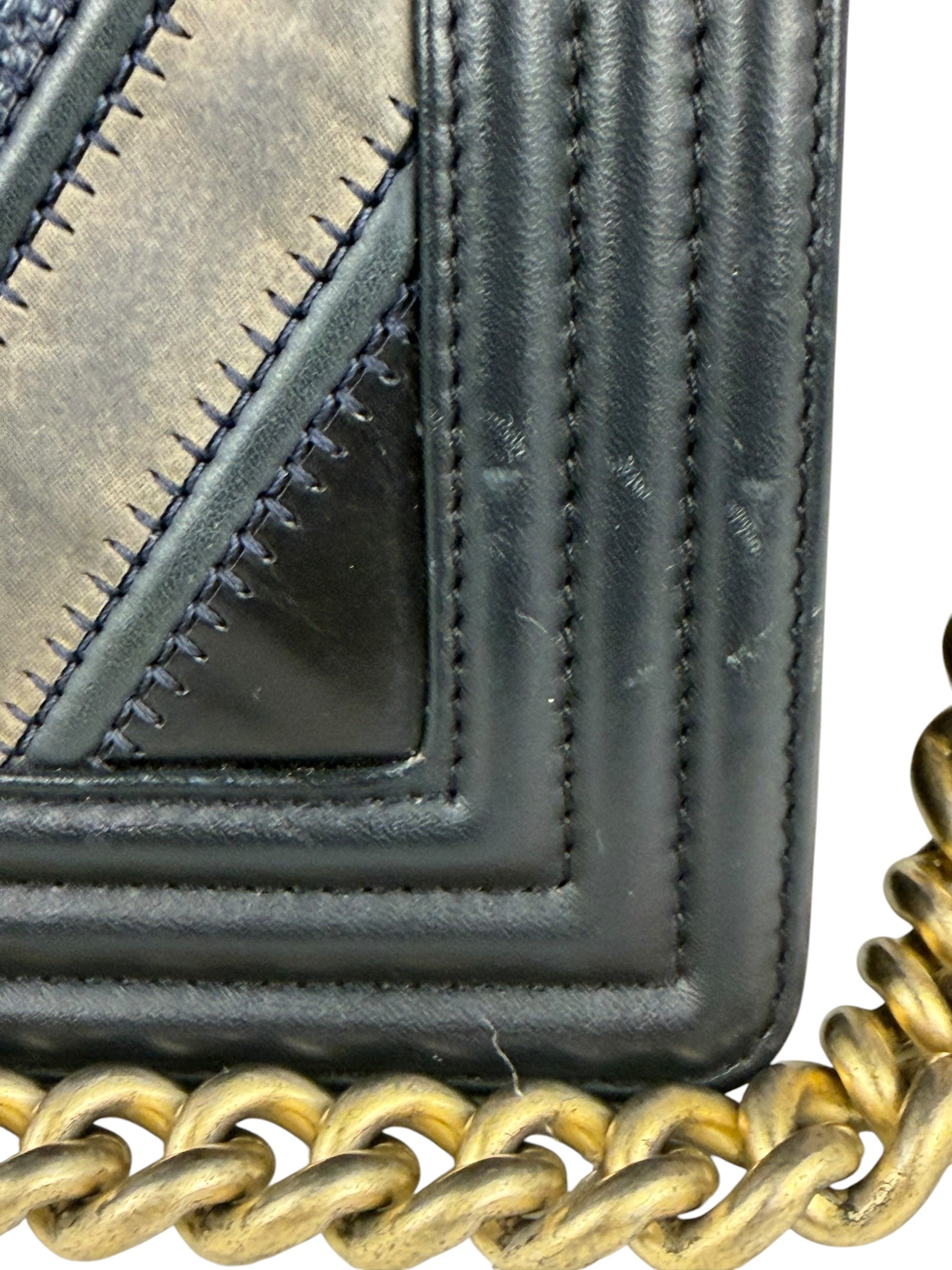 Chanel Tricolor Chevron Leather Old Medium Boy Flap 2016