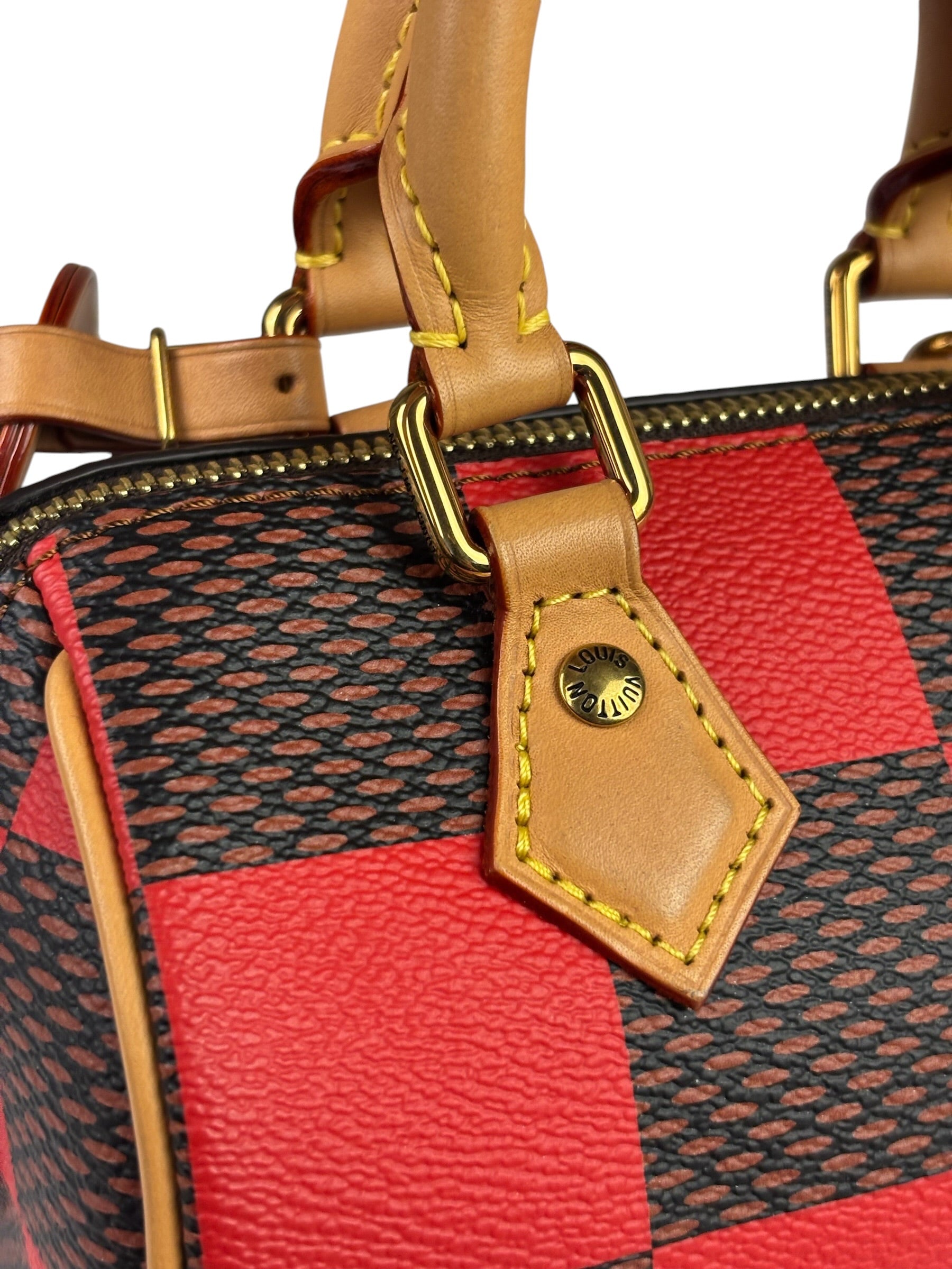 Louis Vuitton Red Pop Damier Nano Speedy Bandouliere Two-Way Bag