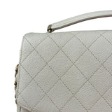 Chanel Ivory Caviar Quilted Coco Cuba Chain Top Handle Bag 2018